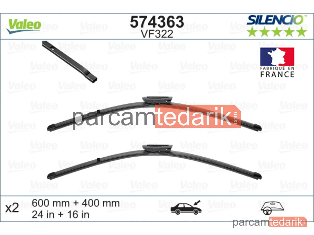 VALEO 574363 | Silecek Süpürgesi — Renault Clio III, Renault Megane III, Renault Megane III Coupe